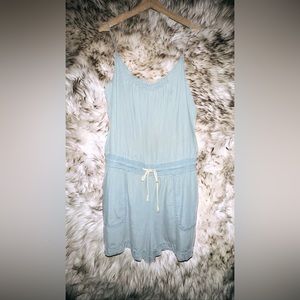 LOFT Light Wash Denim Romper with Nautical Rope Belt Detail
